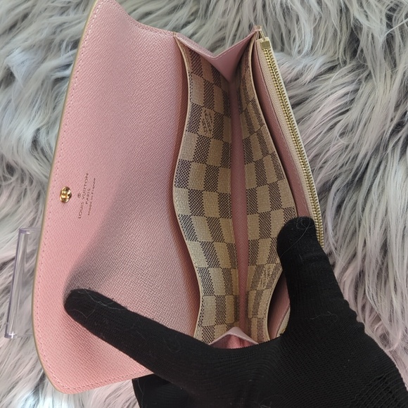Louis Vuitton Damier Azur Portefeiulle Emilie Wallet In Rose Ballerine - Picture 9 of 17